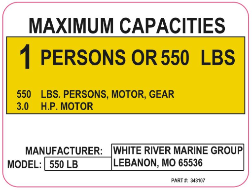 Fishing kayak capacity tag